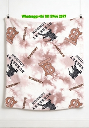 Burberry Flannel Throw Blanket Tie-Dye Equestrian Knight Monogram Print Sofa Blanket B154